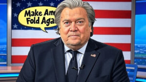 Steve Bannon speaking emphatically during War Room broadcast about legal battles and political resistance